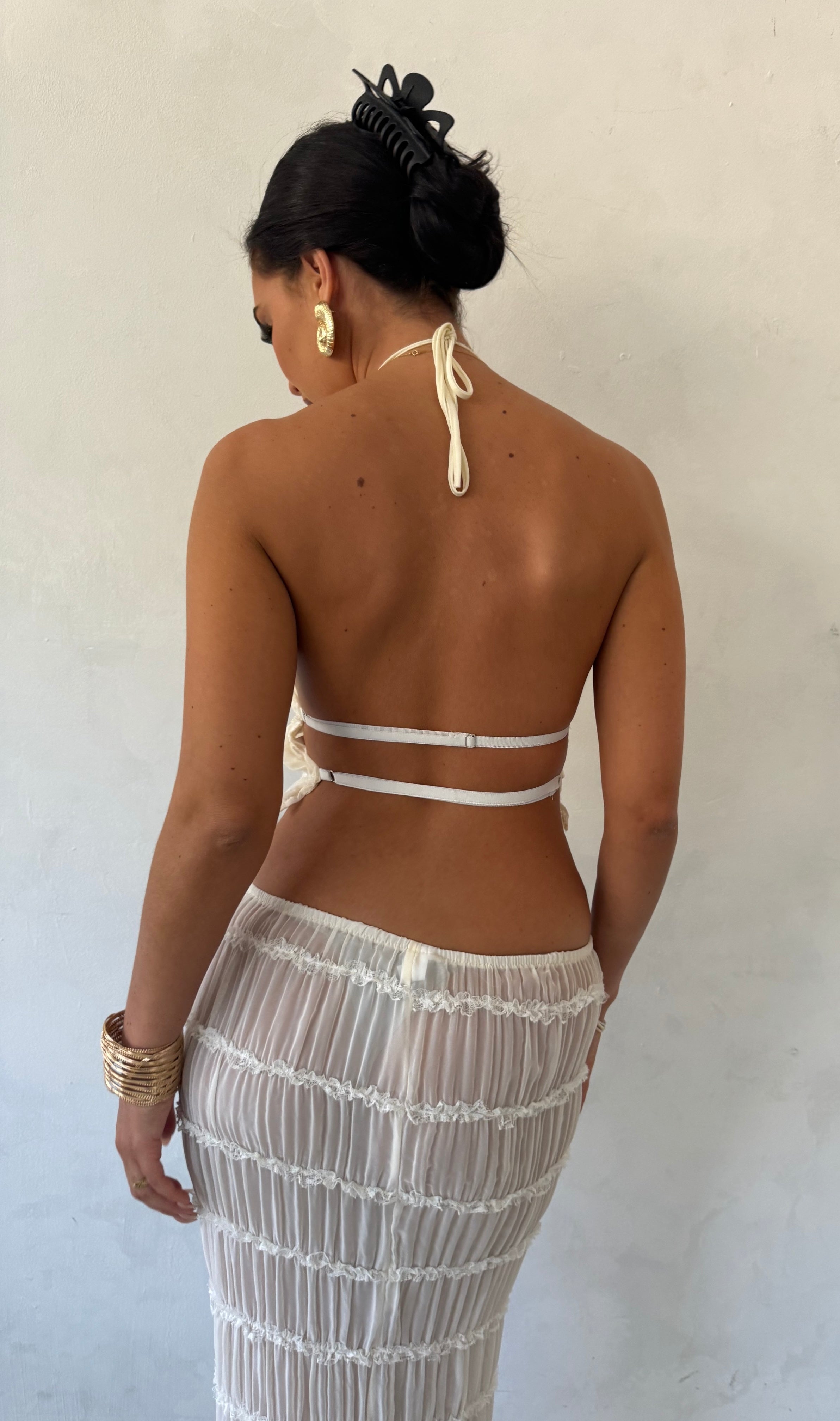Adelynn | Maxi Dress White Halterneck