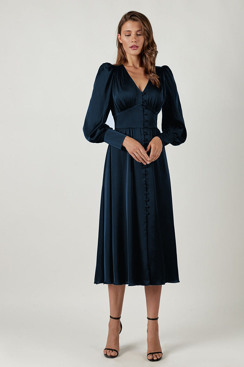 Alix | Dress with puffed sleeves and button closure