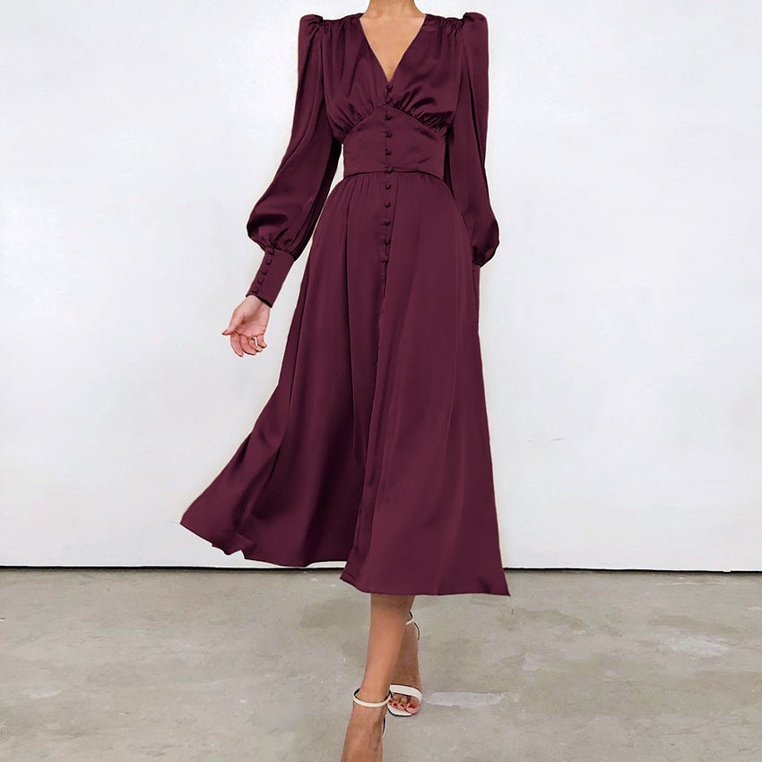 Alix | Dress with puffed sleeves and button closure