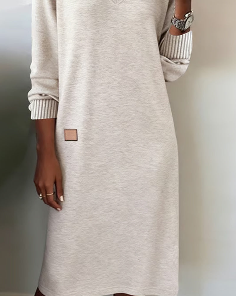 Kamila | Sweater Dress with Faux Leather Patch