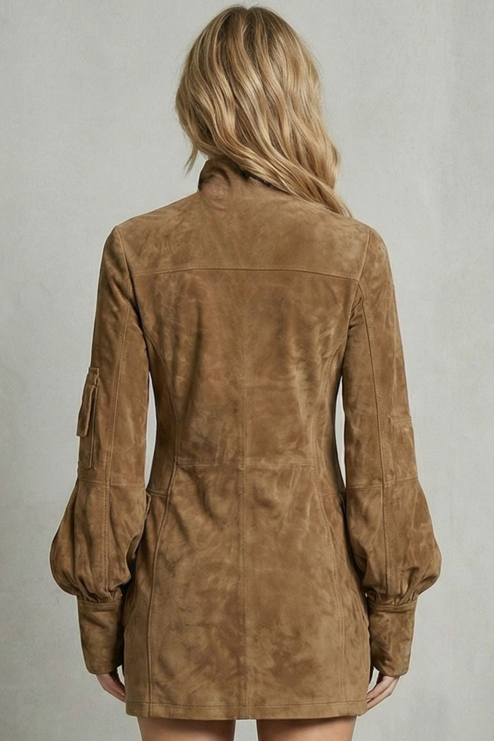 Marcella – High neck silhouette – Suede effect mini dress