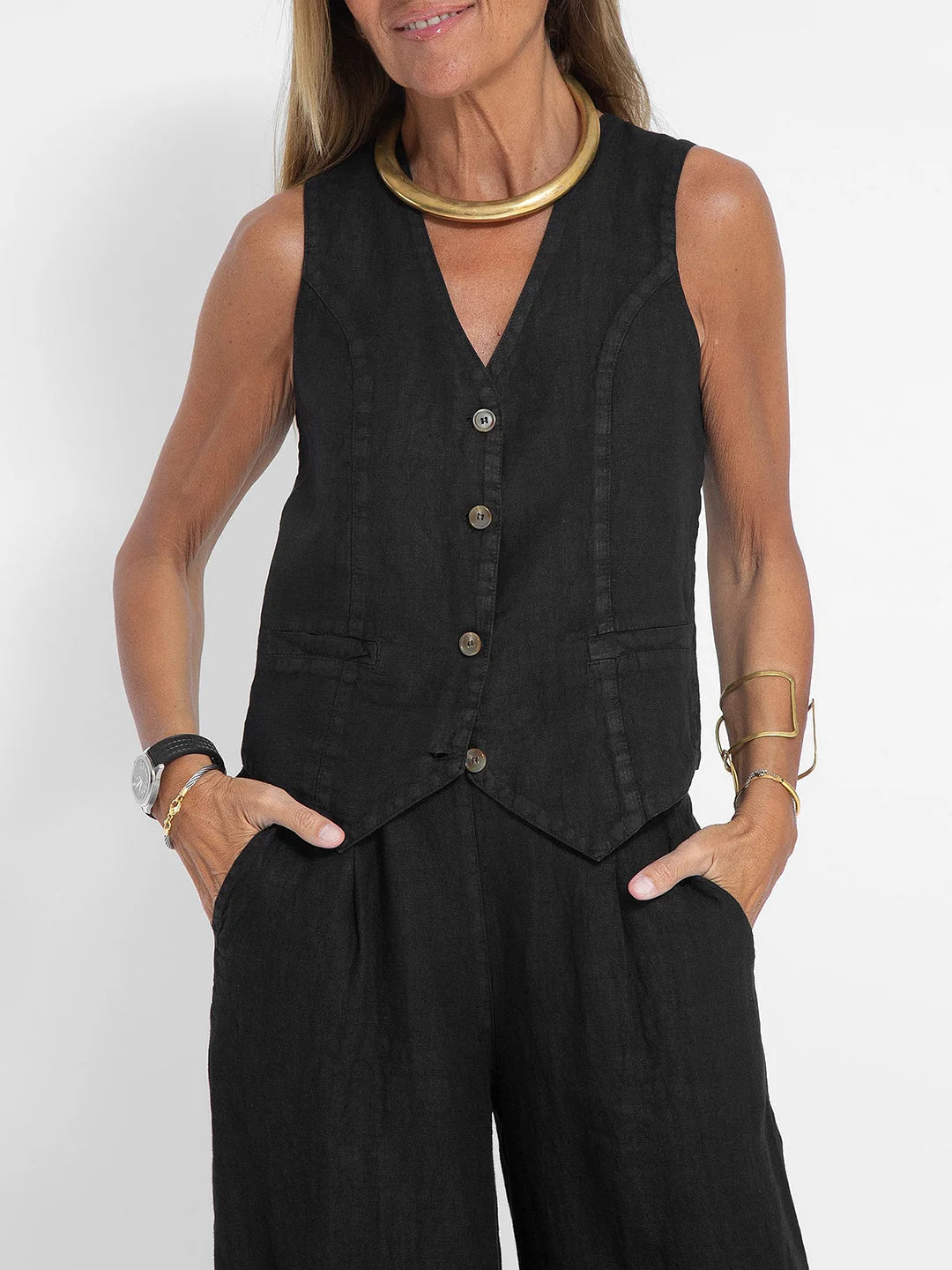 Jinthe | Suit Set with Wide Trousers and Fitted Vest