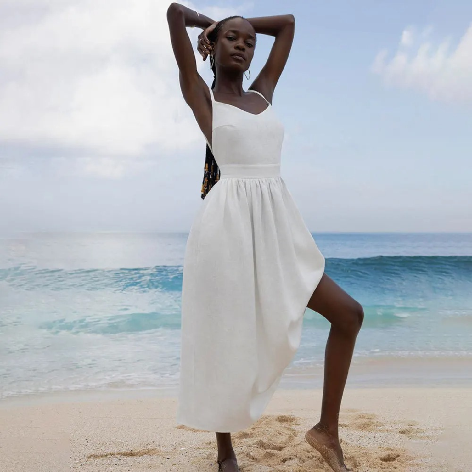 Carmela | Midi Dress Airy Linen Look