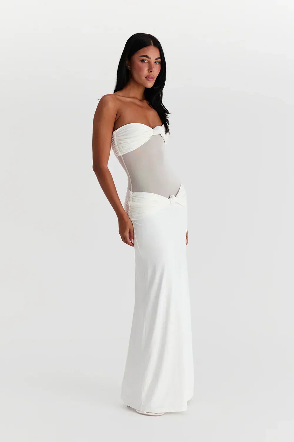 Ayesha | Dress Strapless Mesh Detail