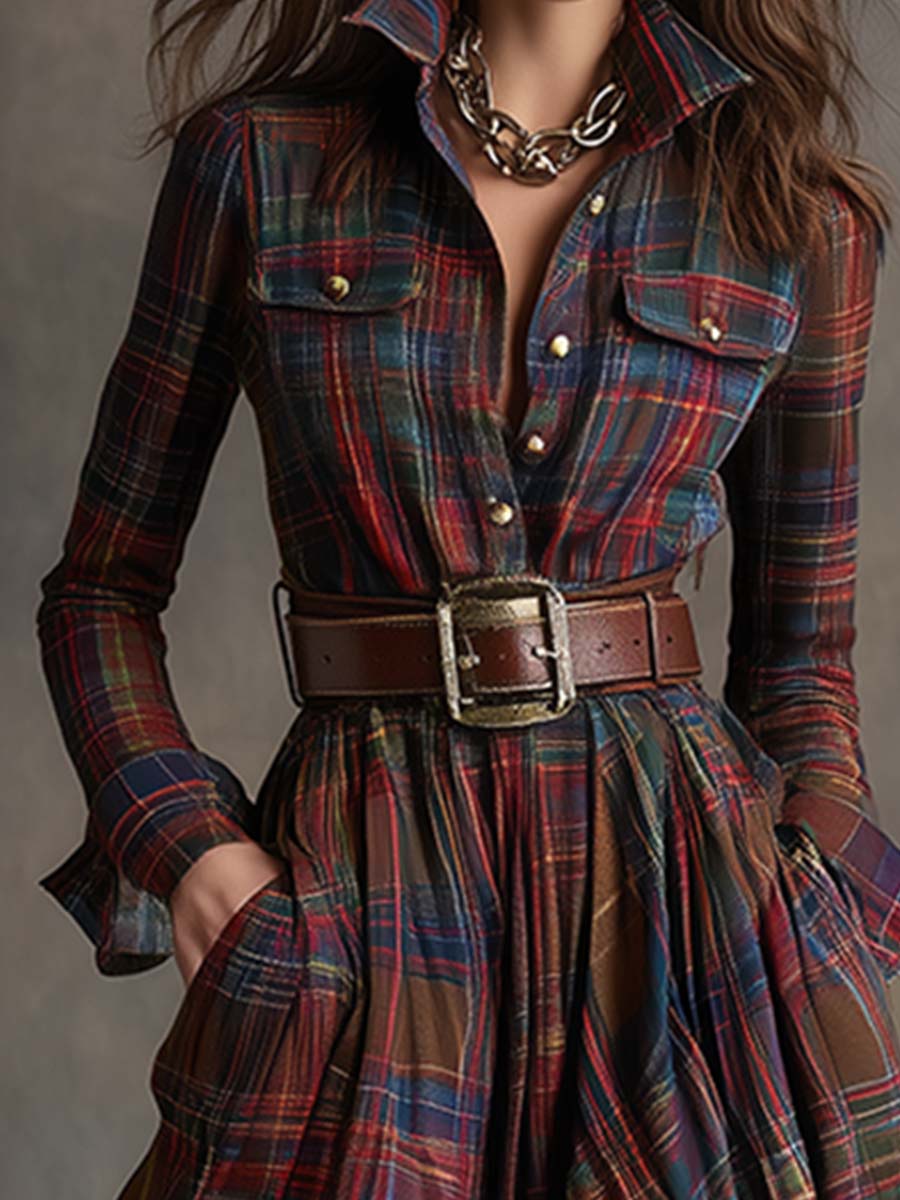 Kellee | Maxi Dress Green Check Pattern