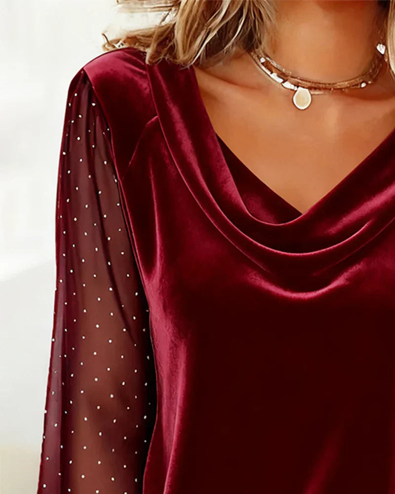 Kristi | Blouse with Draped Collar Black