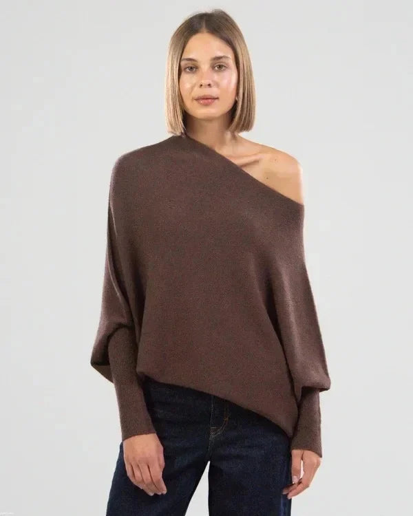 Evalina | Knitted Sweater with Swing Collar