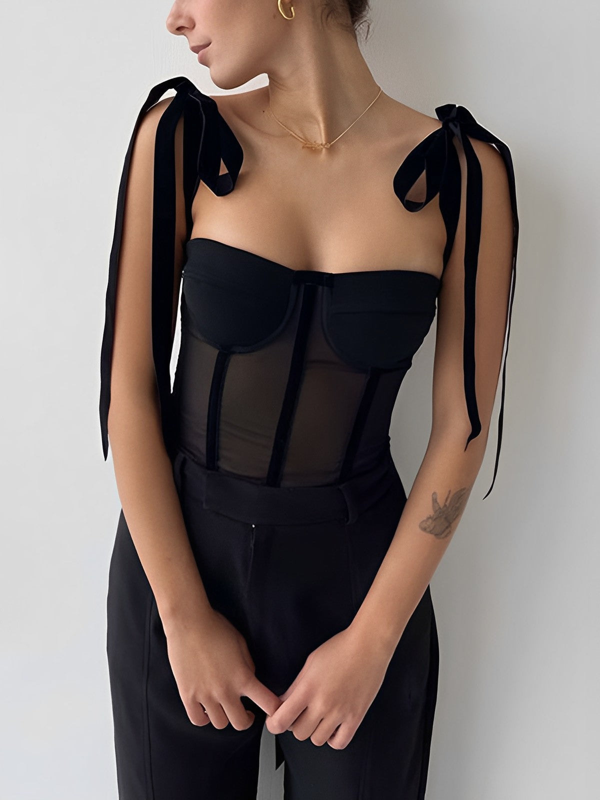 Calleigh | Corset Top Sheer Mesh