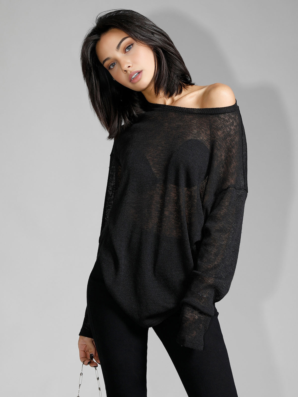Laya | Sweater Transparent Knitted Off-Shoulder