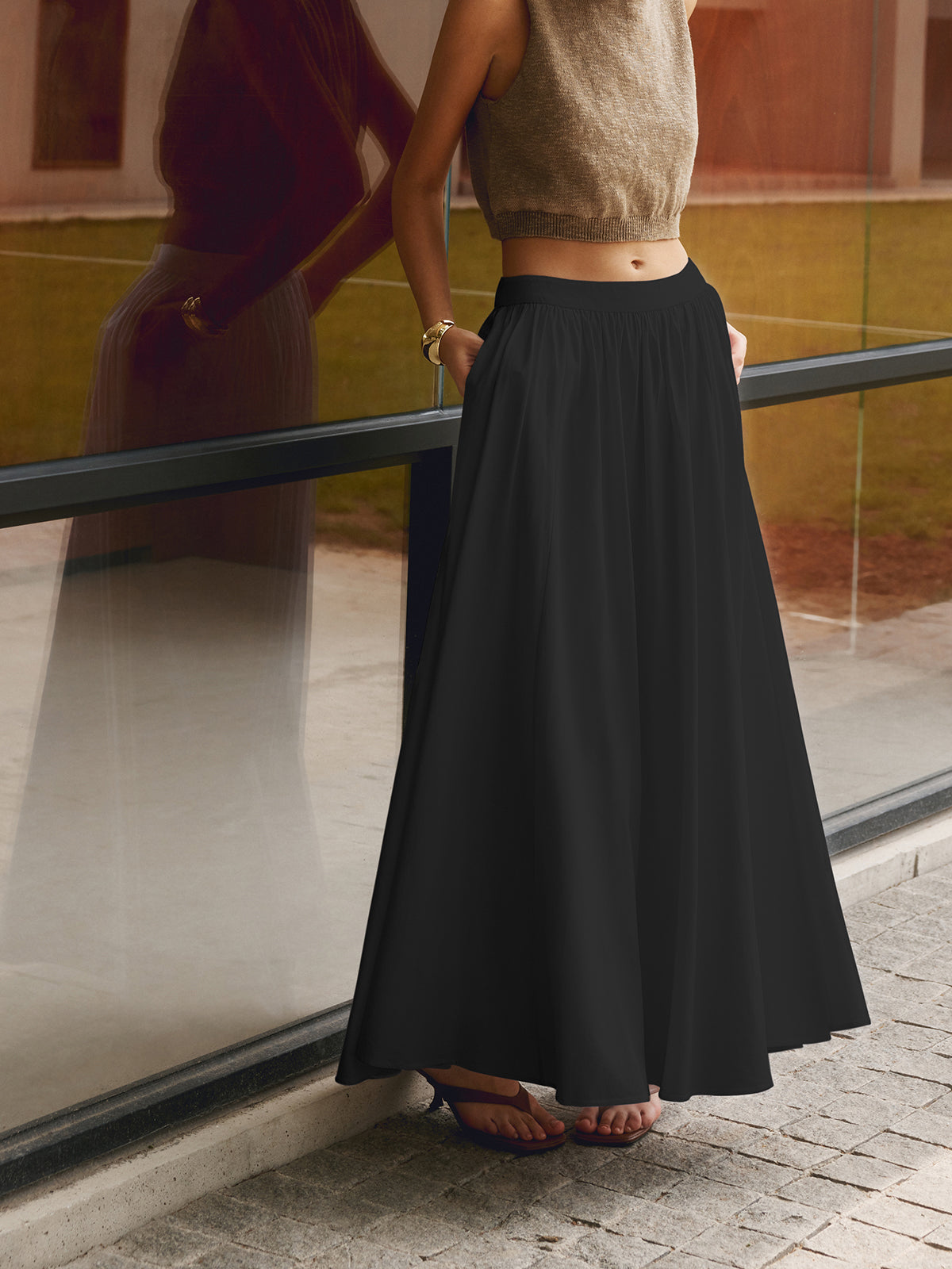 Lena | High-Waisted Maxi Skirt & Pocket Set