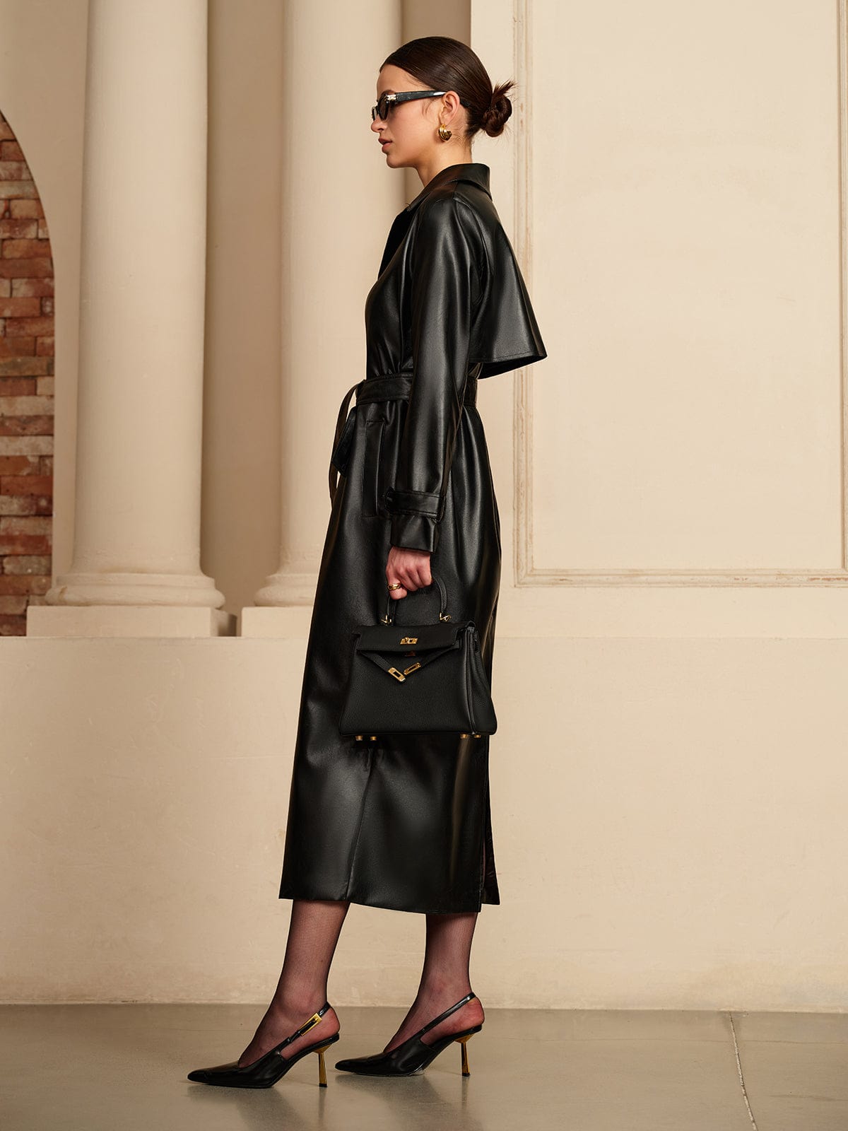 Fabiana | Trench Coat Glossy Faux Leather Finish