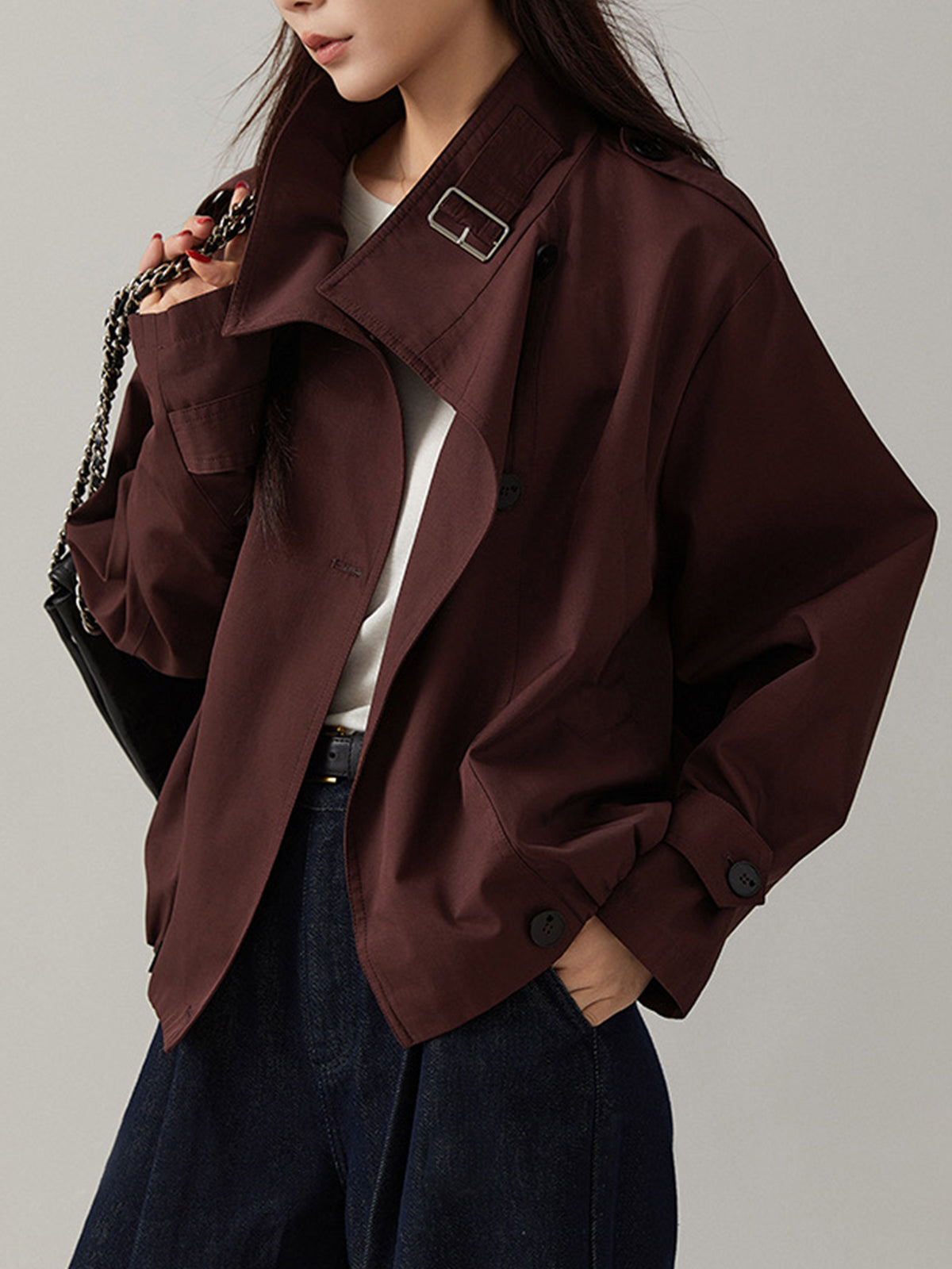 Ira | Jacket Asymmetric collar with buckle detail