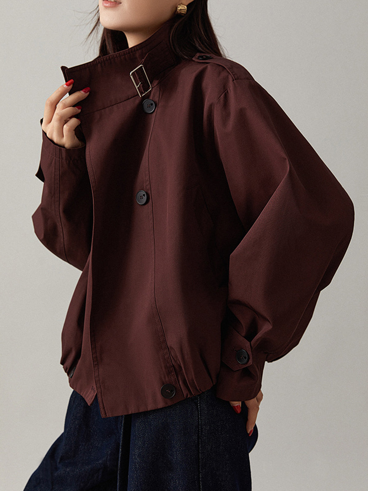 Ira | Jacket Asymmetric collar with buckle detail