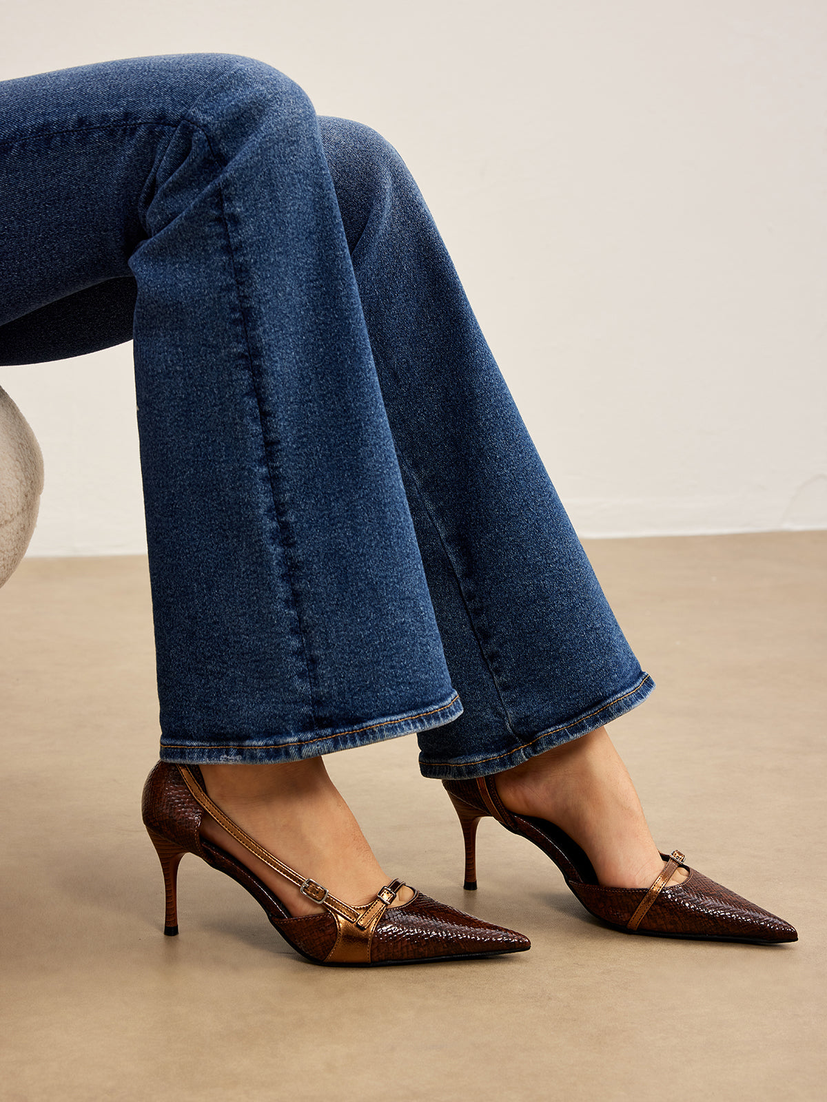 Ayanna | Snakeskin Print Pumps Brown