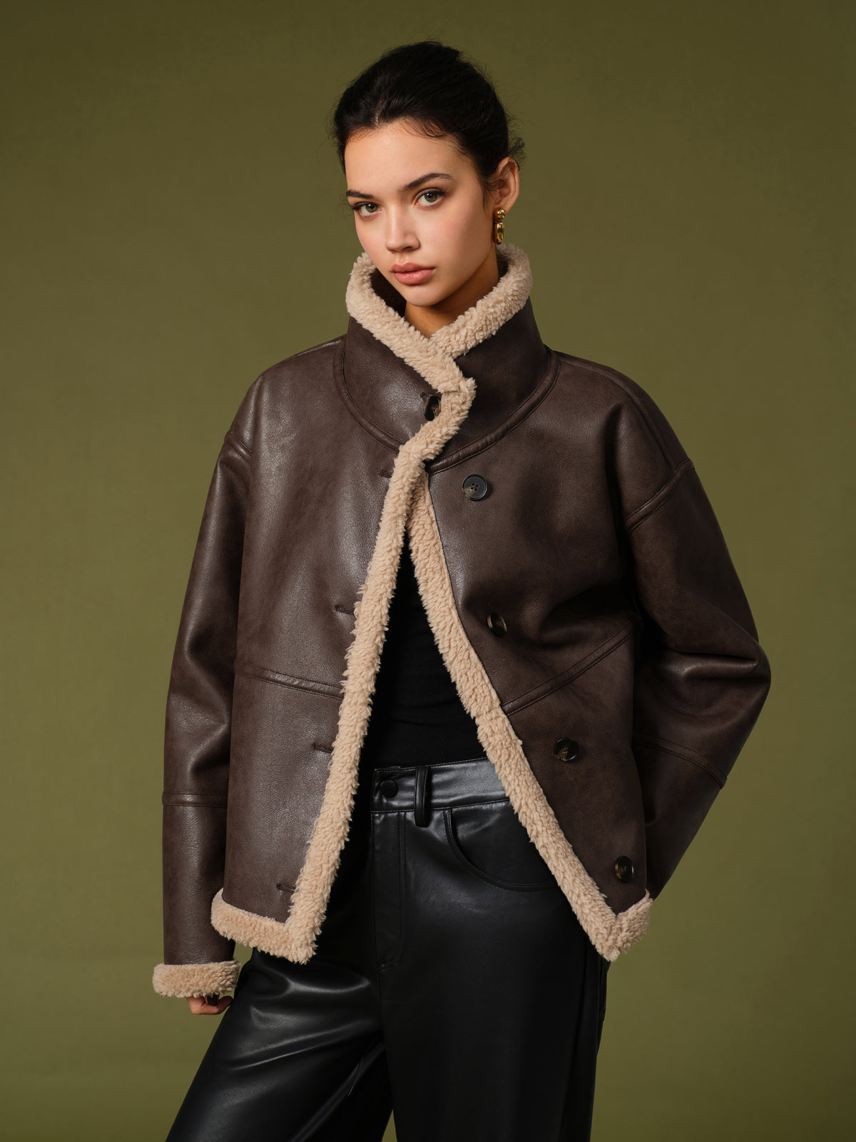 Zenobia | Aviator Jacket with Sherpa Lining