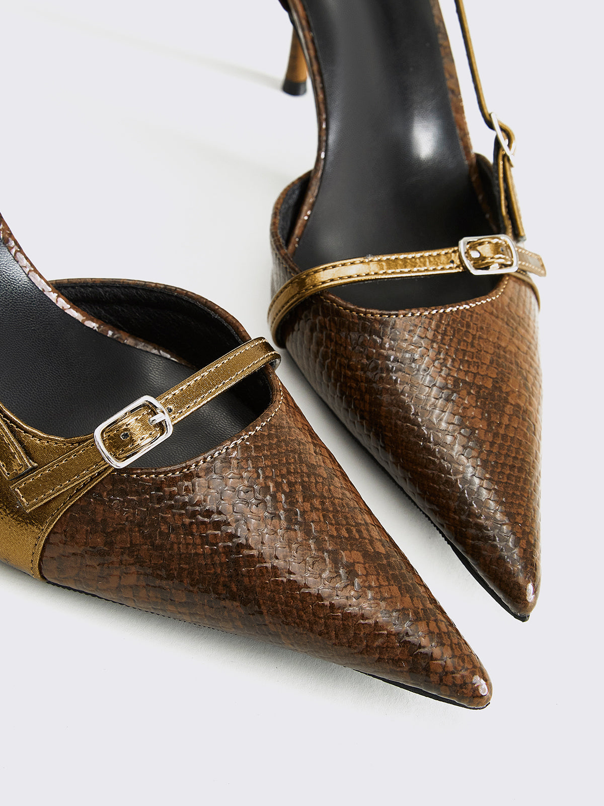 Ayanna | Snakeskin Print Pumps Brown