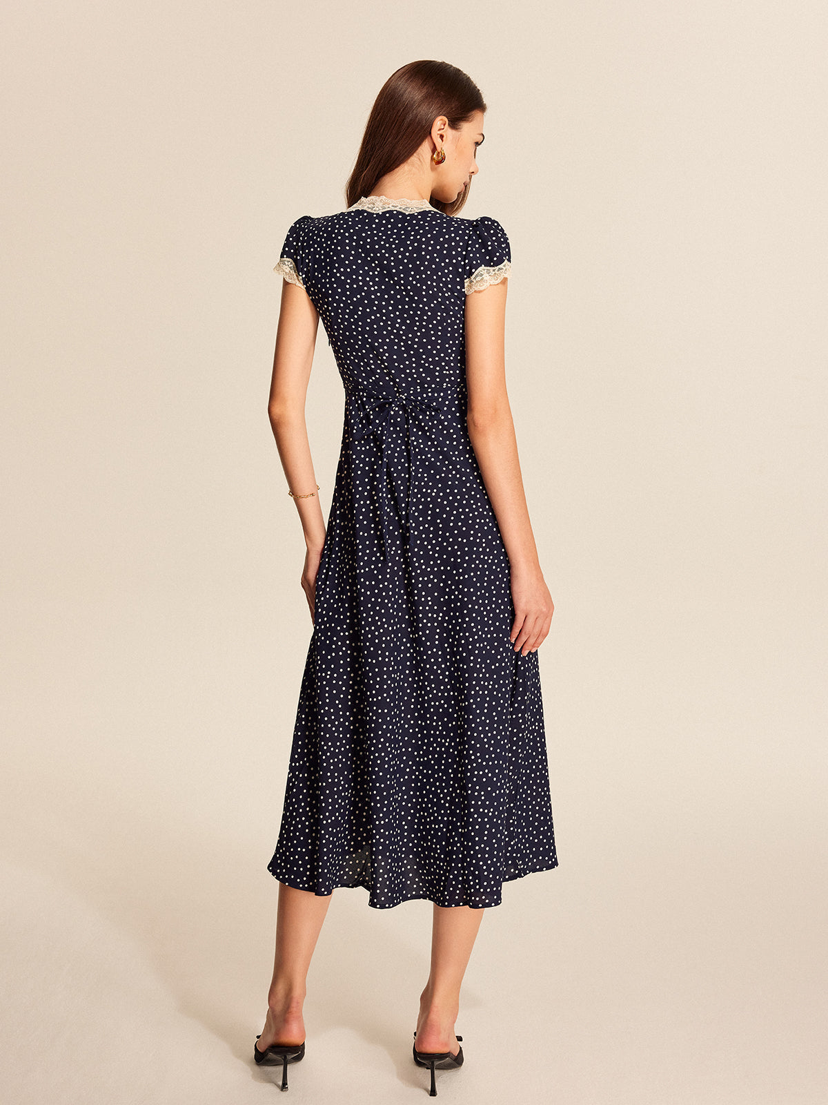 Jori | Midi Dress with Polka Dot and Lace