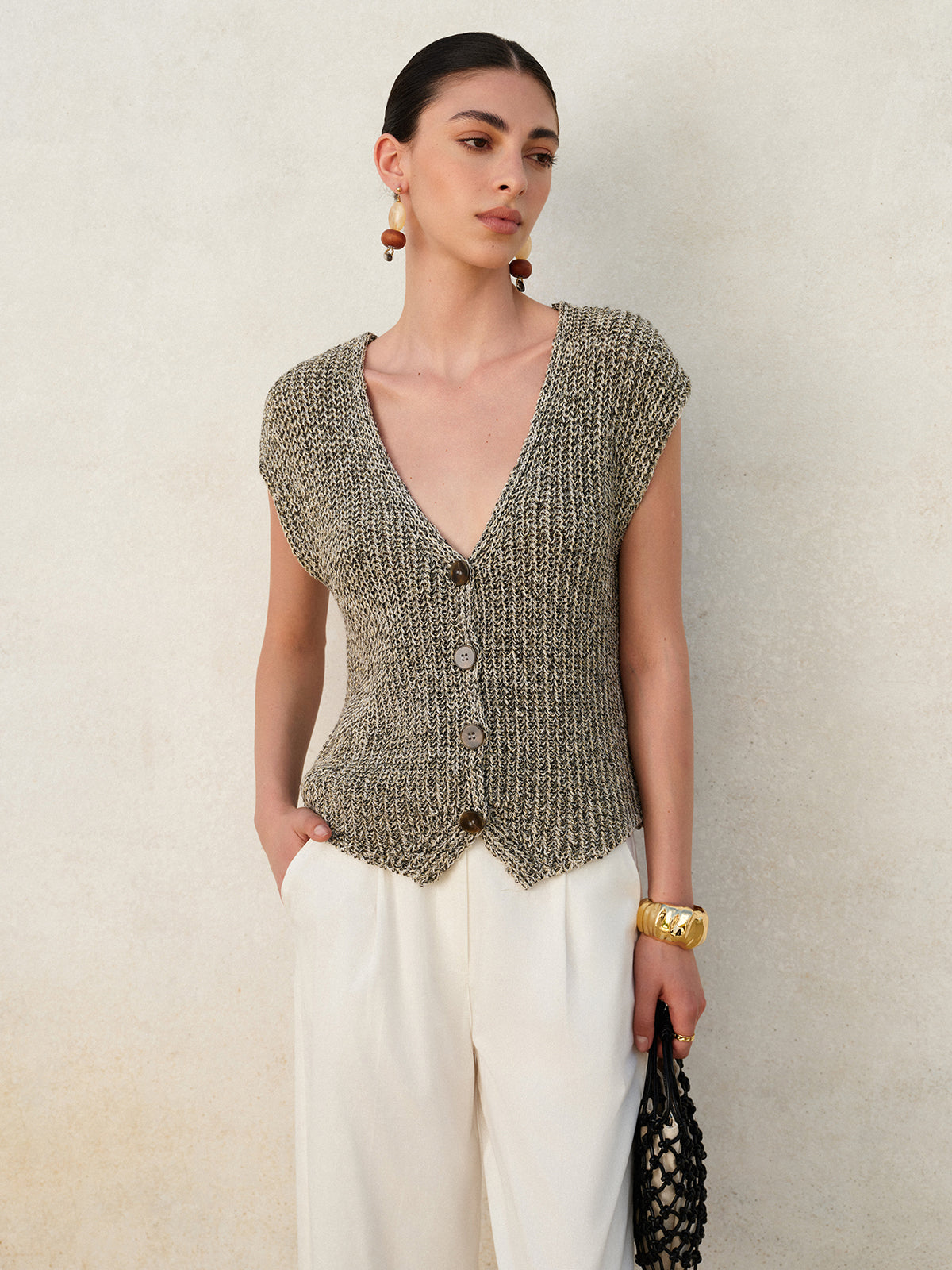 Muriel | Knitted Sleeveless Vest Gray