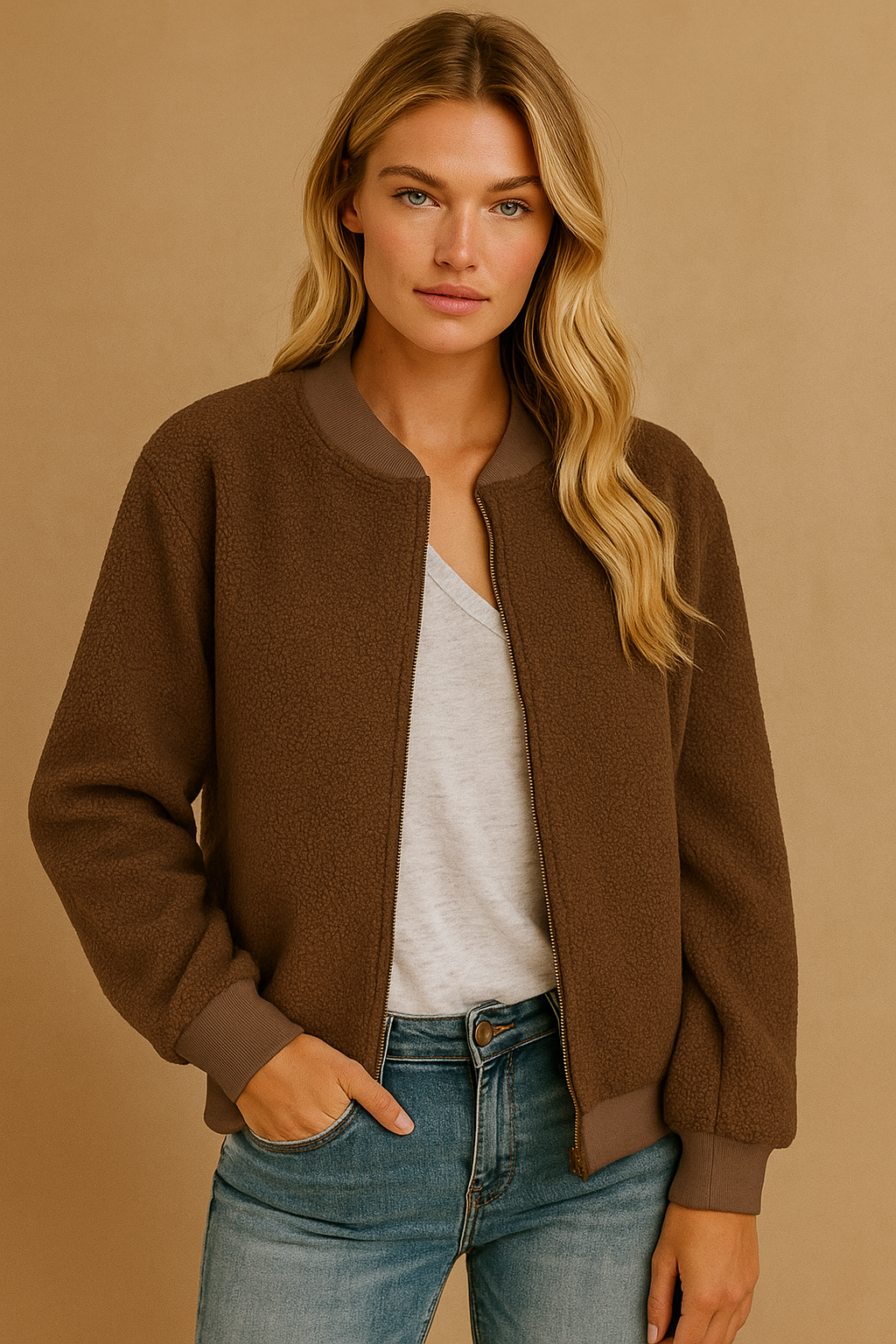 Francheska | Bomber Jacket Plush Fleece
