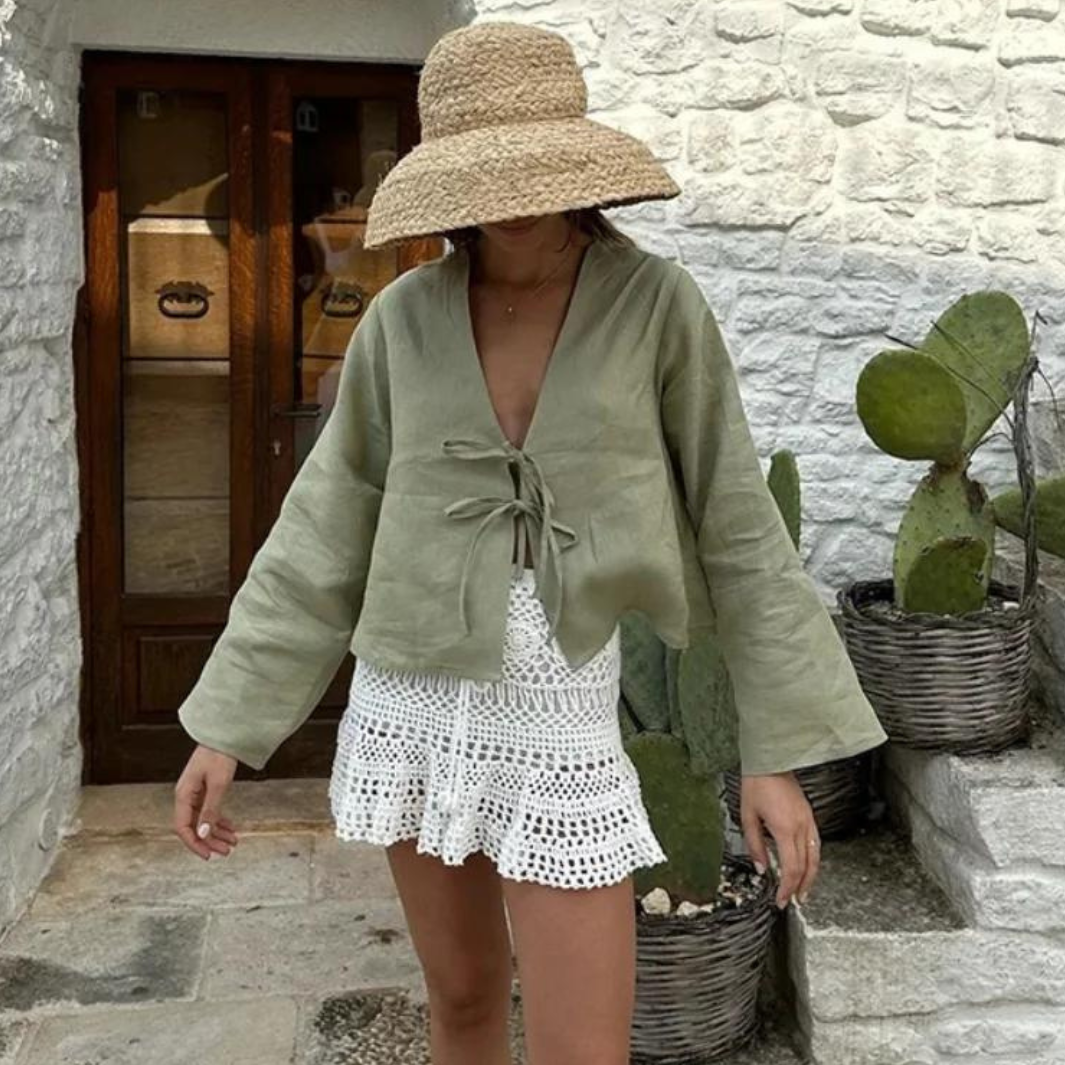 Nel | Linen Top with Bows
