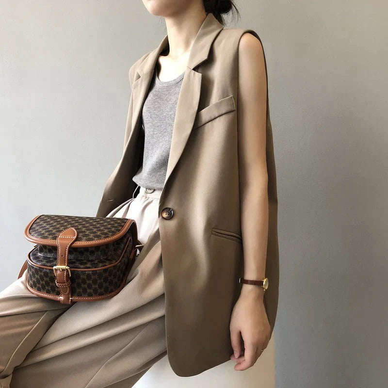 Alisson | Sleeveless Blazer Vest Beige