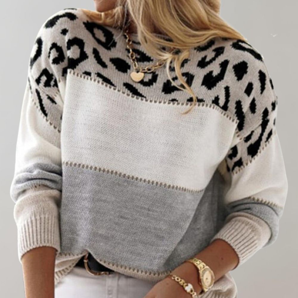 Georgia | Leopard Print Sweater with Color Block