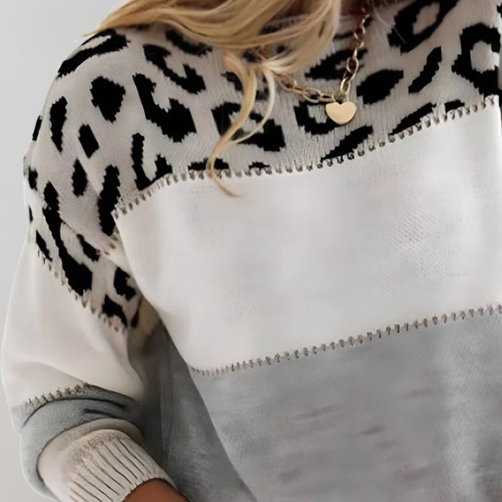 Georgia | Leopard Print Sweater with Color Block