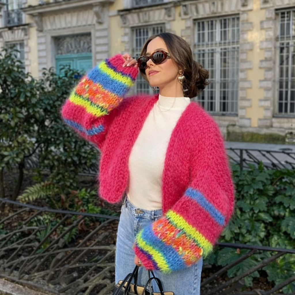 Krista | Cardigan Striped Chunky Knit