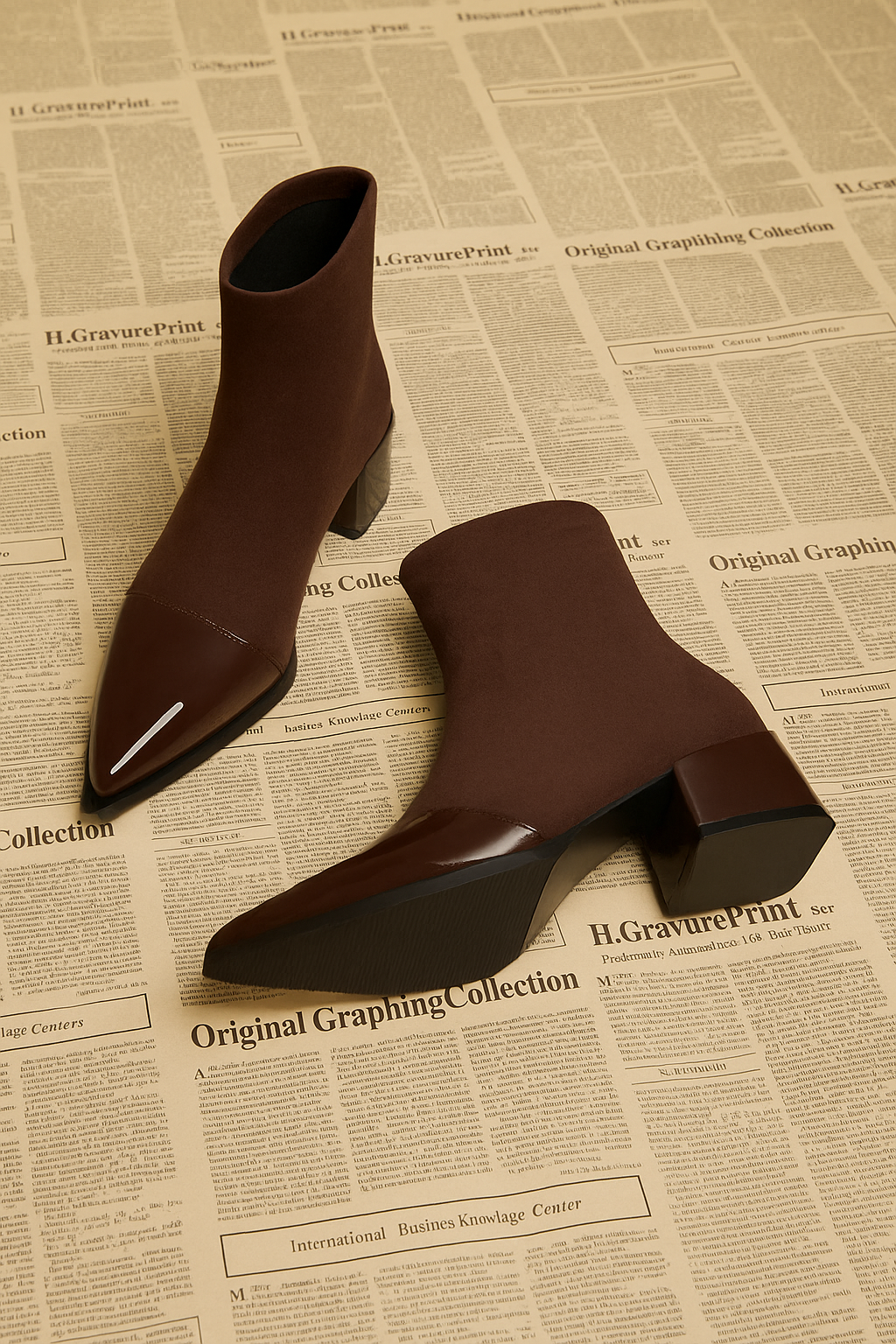 Sanai | Ankle Boots with Patent Details & Block Heel