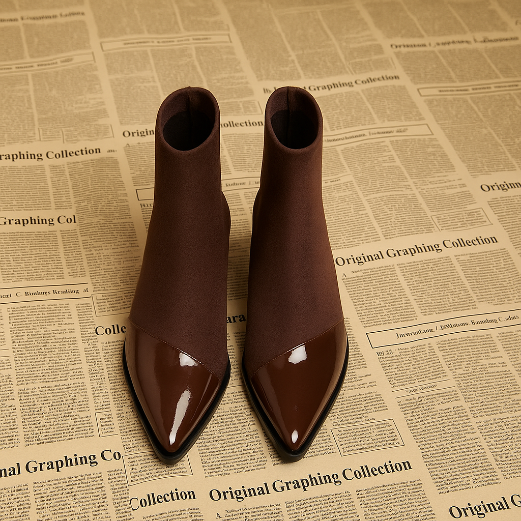 Sanai | Ankle Boots with Patent Details & Block Heel