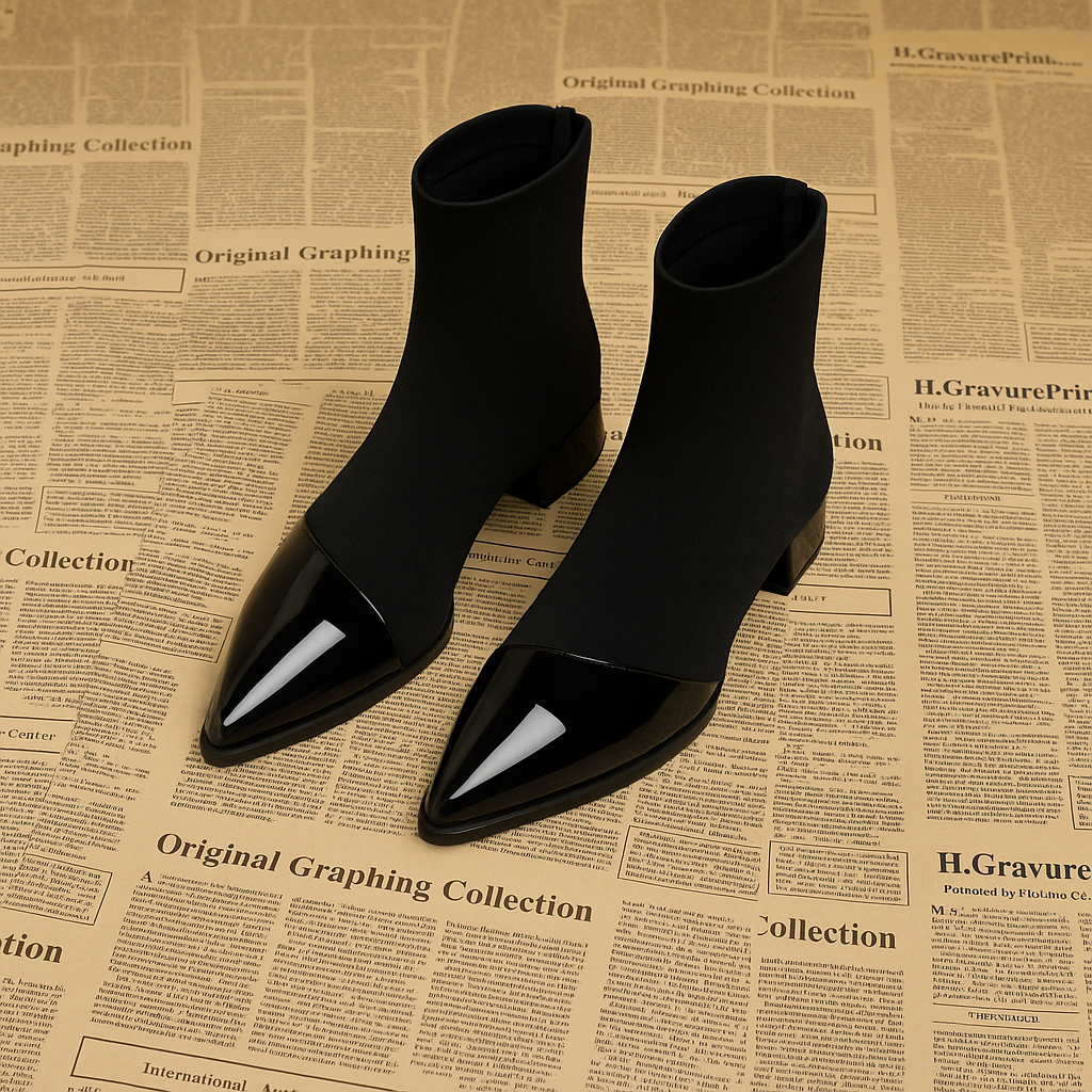 Sanai | Ankle Boots with Patent Details & Block Heel
