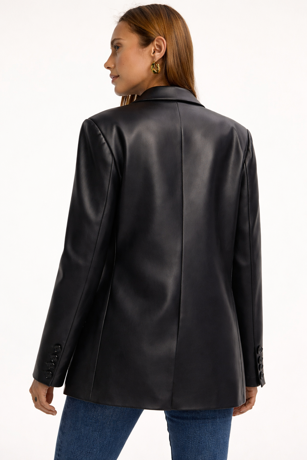 Amani | Women's Blazer Luxury Faux Leather Black