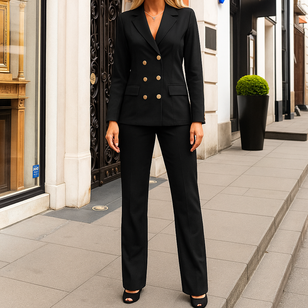 Elin | Pantsuit Set with Gold Button Blazer