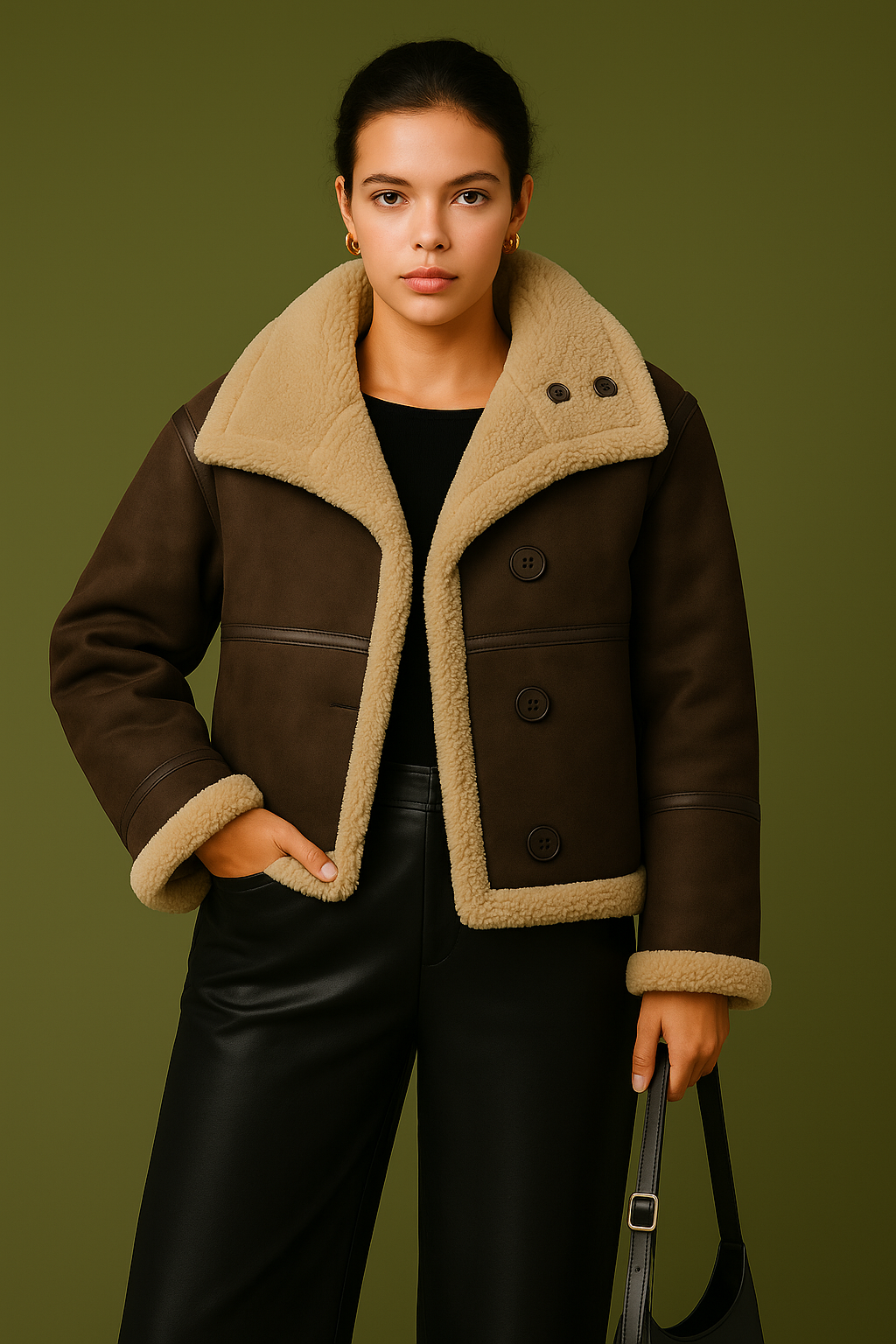 Zenobia | Aviator Jacket with Sherpa Lining