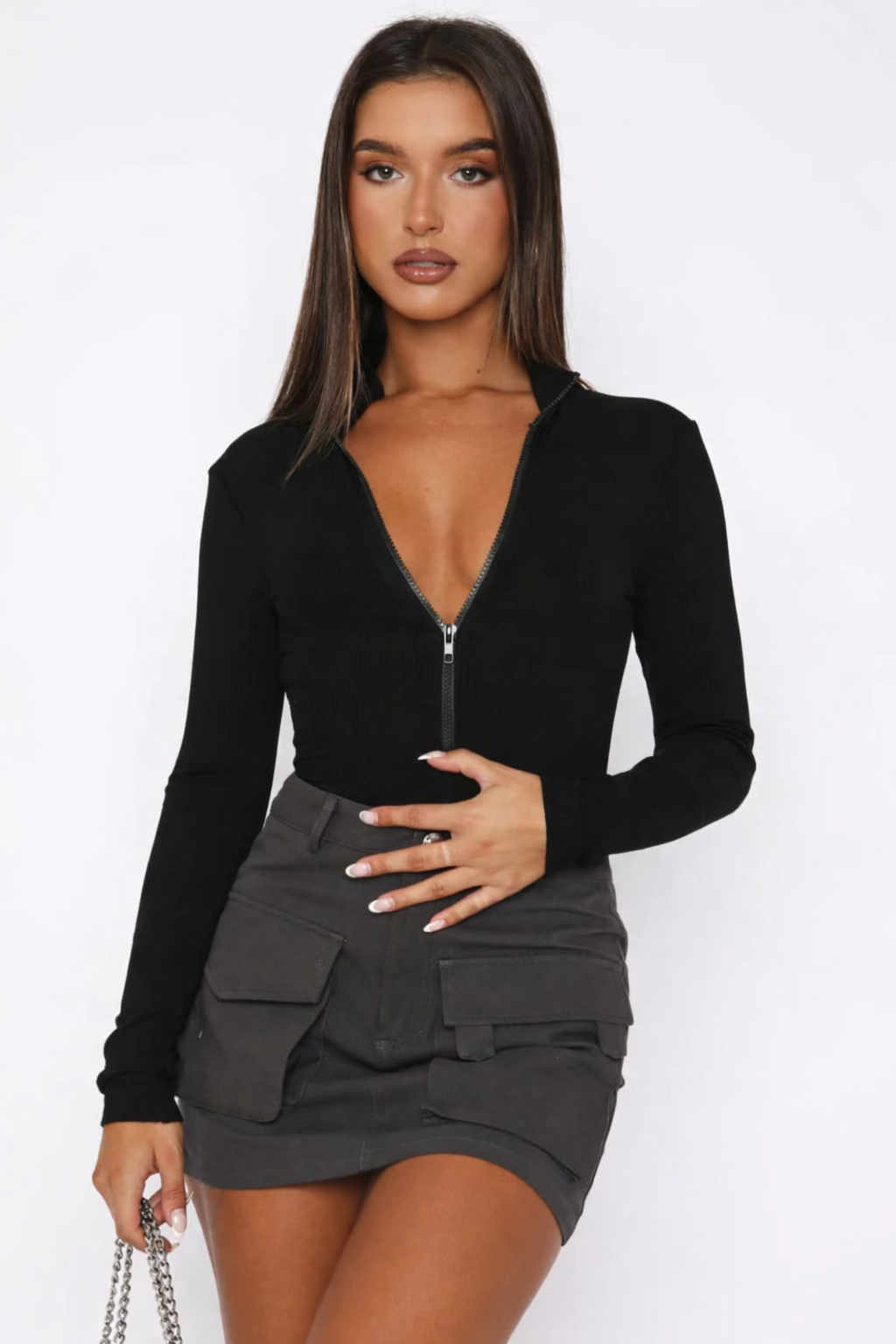 Keily | Bodysuit with Zipper V-Neck