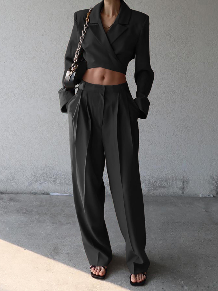 Aanya | Two-Piece Set Black Cropped Blazer