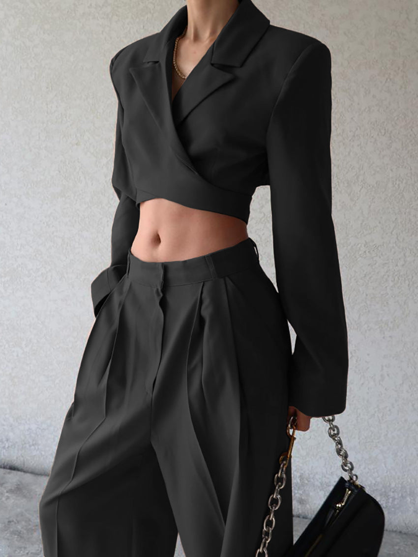 Aanya | Two-Piece Set Black Cropped Blazer