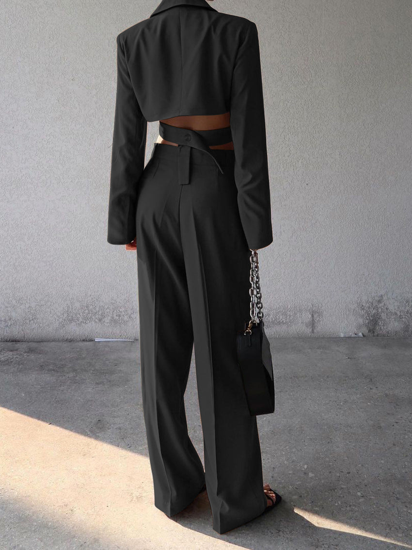 Aanya | Two-Piece Set Black Cropped Blazer