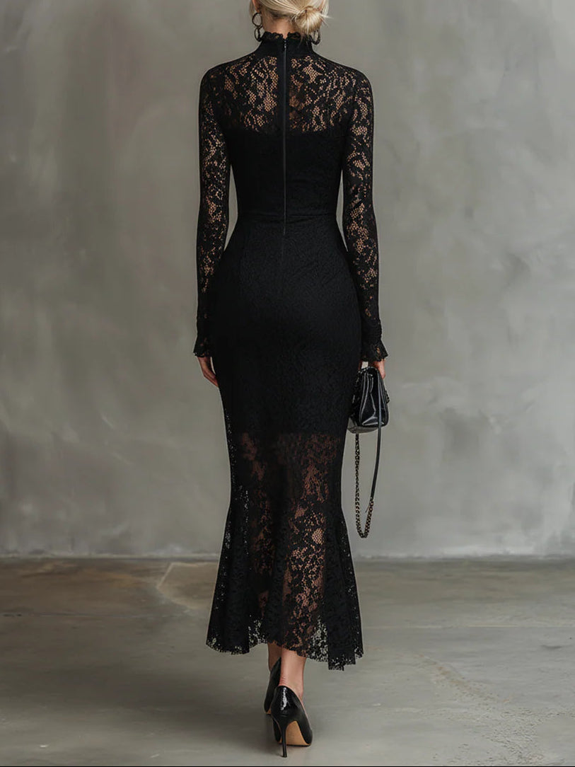 Monica | Elegant Lace Fishtail Maxi Dress