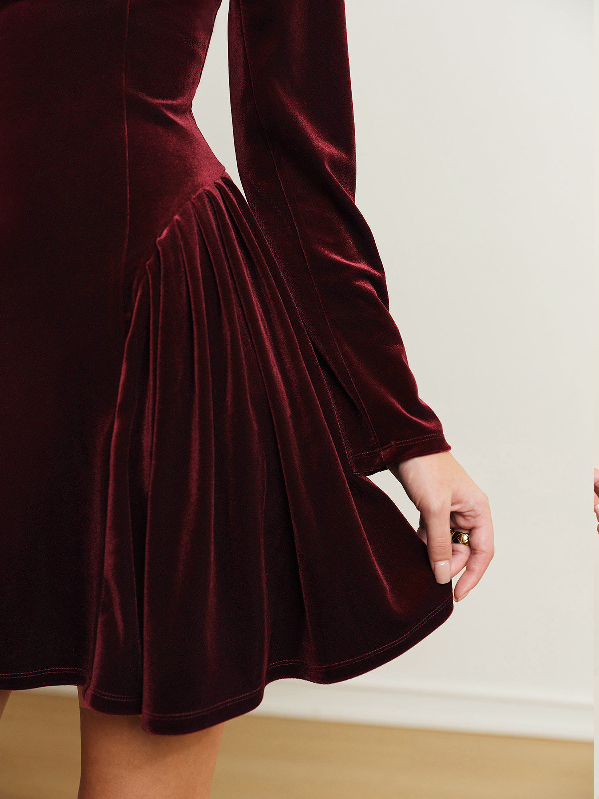 Martina | Velvet Dress with Pleated Skirt