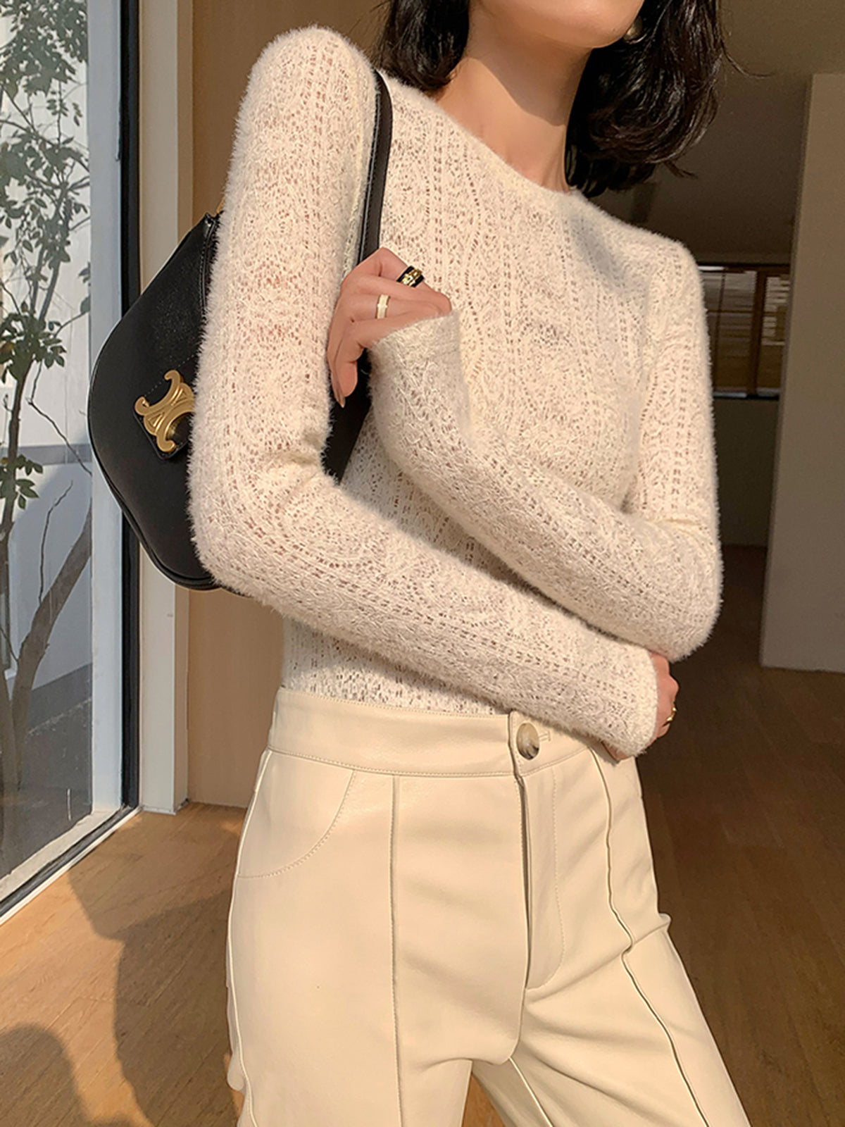 Lena | Knitted Top with Open Knit Pattern