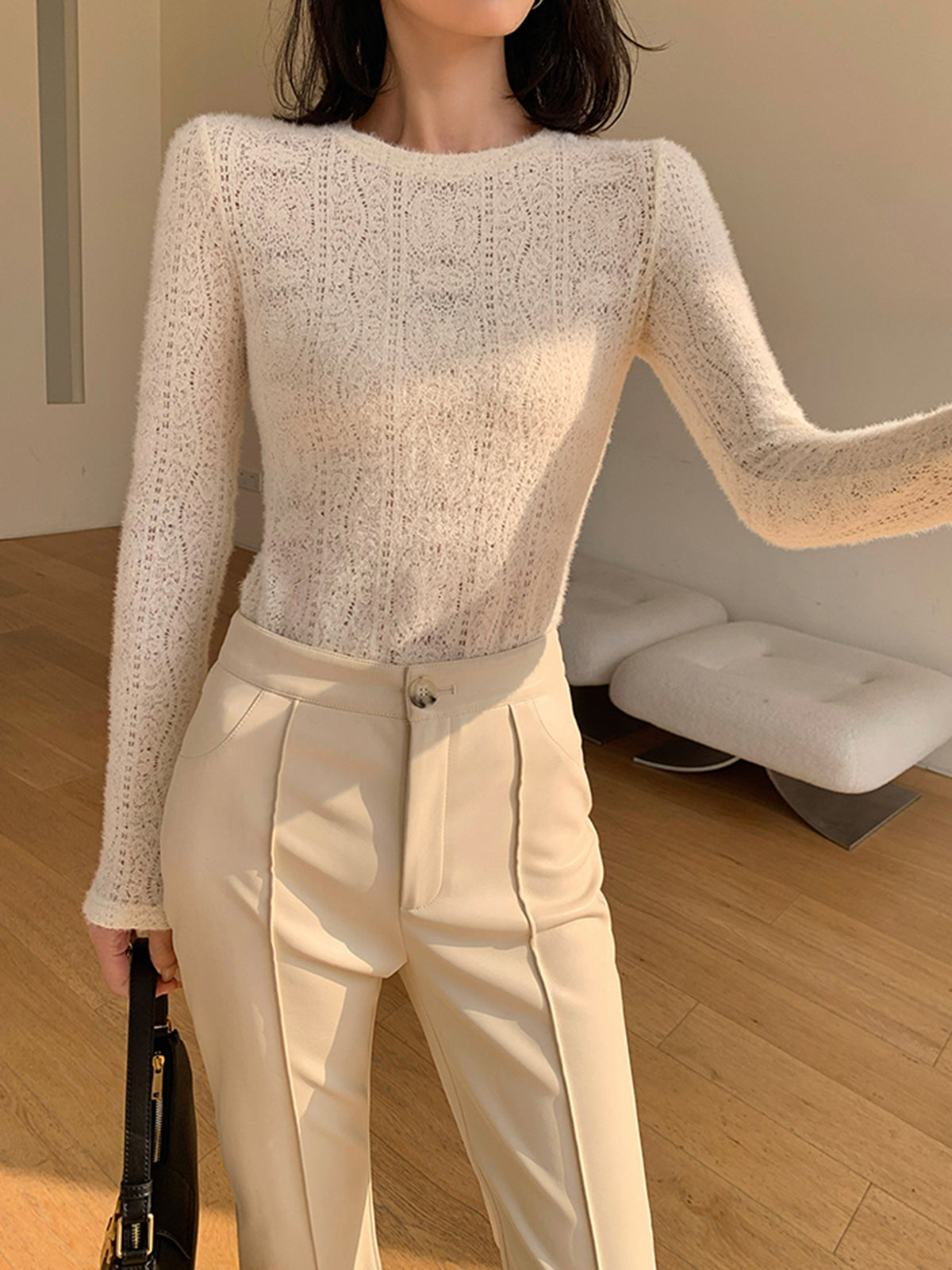 Lena | Knitted Top with Open Knit Pattern