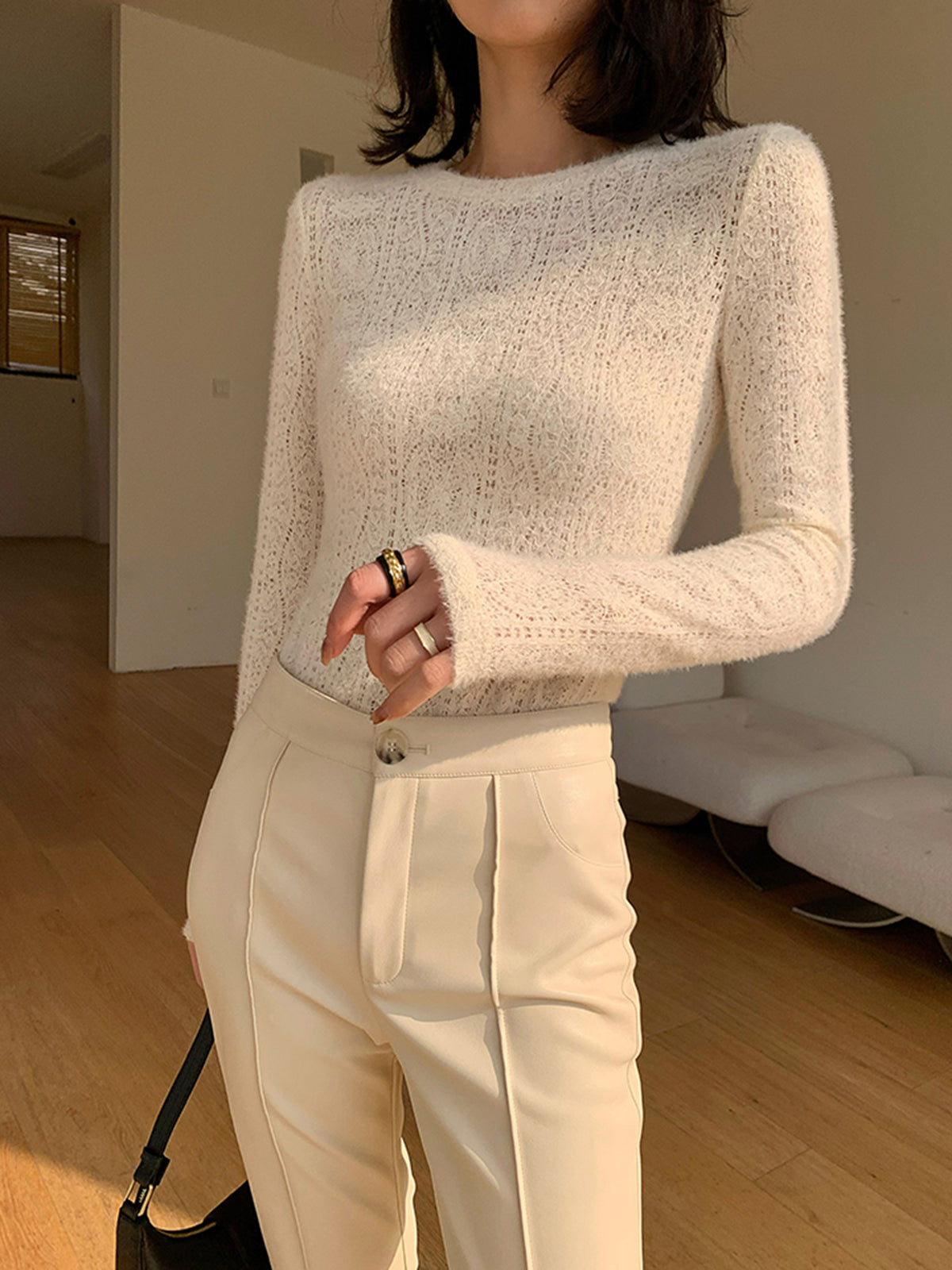 Lena | Knitted Top with Open Knit Pattern