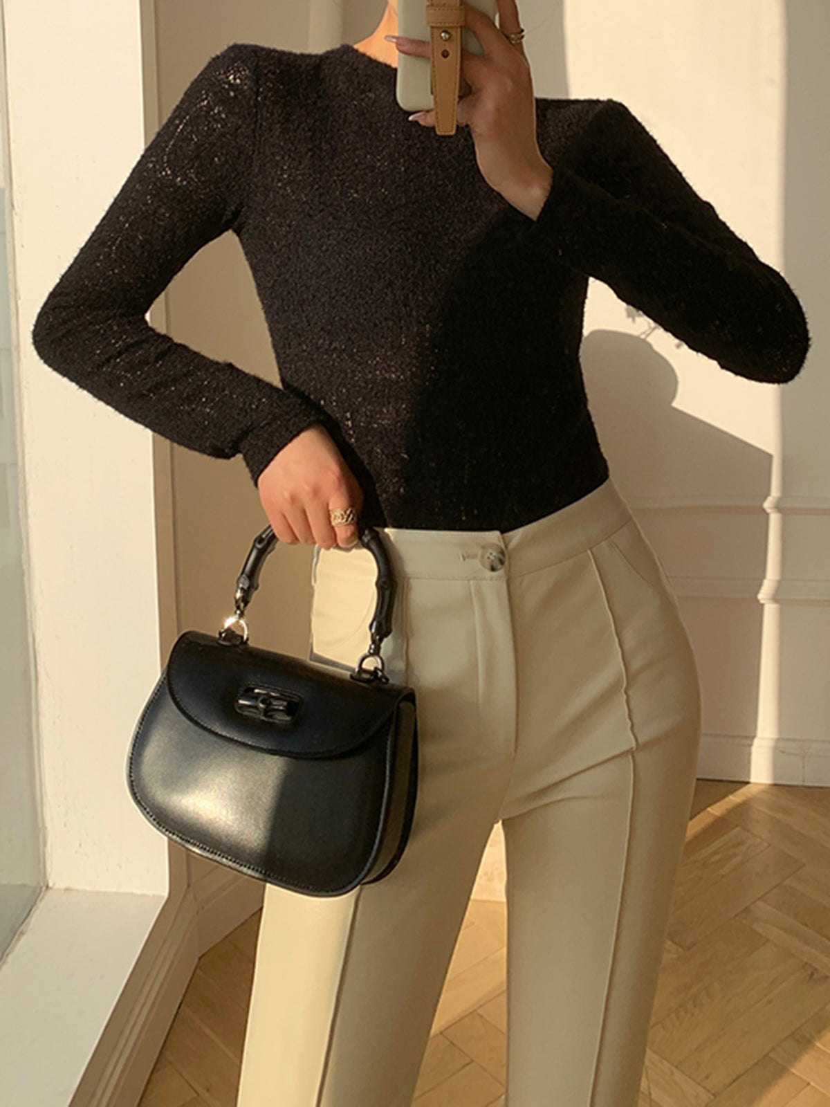 Lena | Knitted Top with Open Knit Pattern
