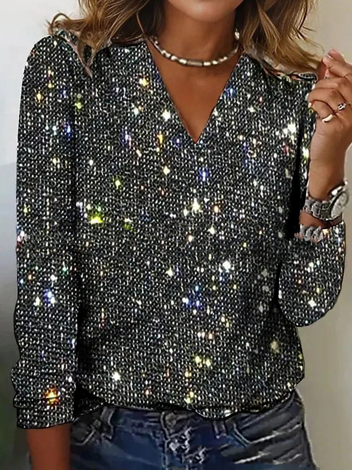 Luciana | Glitter Top with All-Over Sparkle