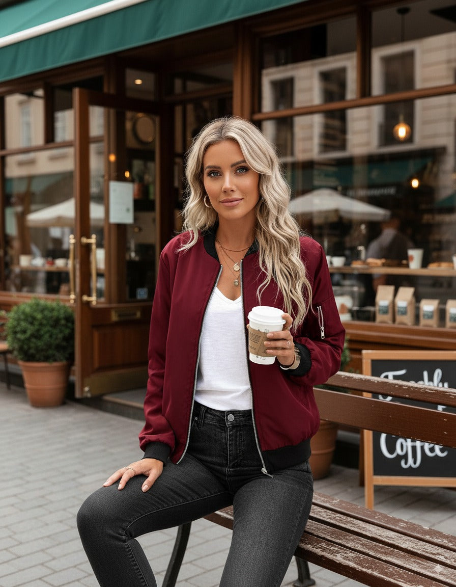 Christeen | Bomber jacket with zip pocket on sleeve