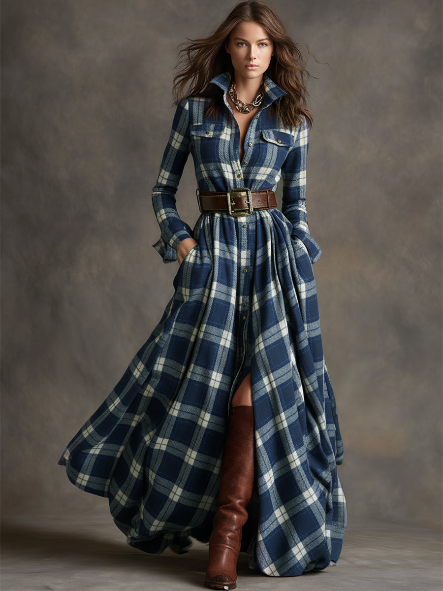 Kellee | Maxi Dress Green Check Pattern