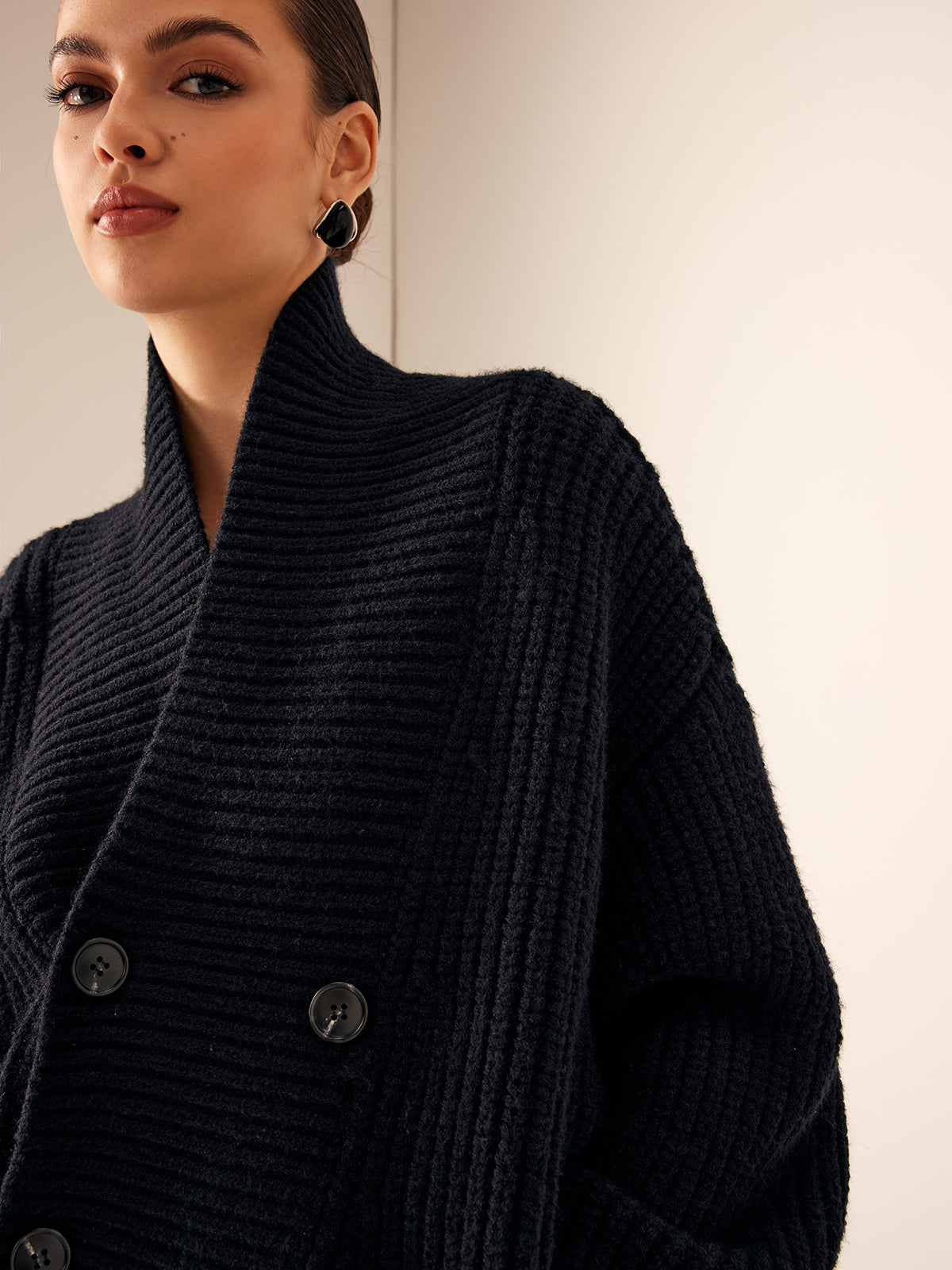 Zandra | Cardigan with Chunky Knit and High Neck
