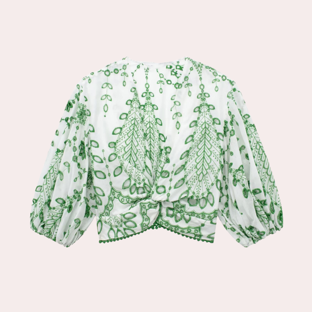 Robert | Two-piece set with embroidered leaf pattern