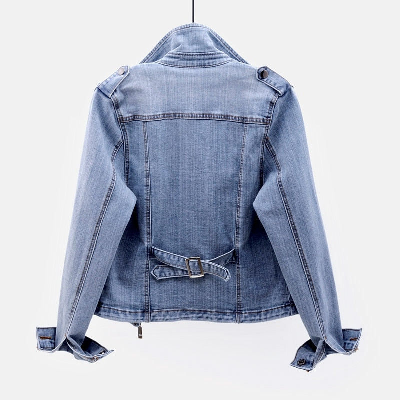 Ulrike | Denim Jacket with Asymmetrical Zip and Moto Style
